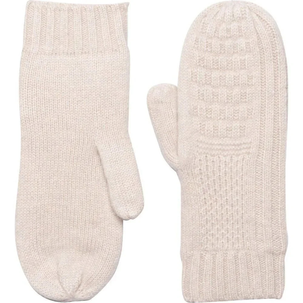 White Pine 100% Cashmere Mittens Ivory Fleece Lined Knit Gloves For Wome…
